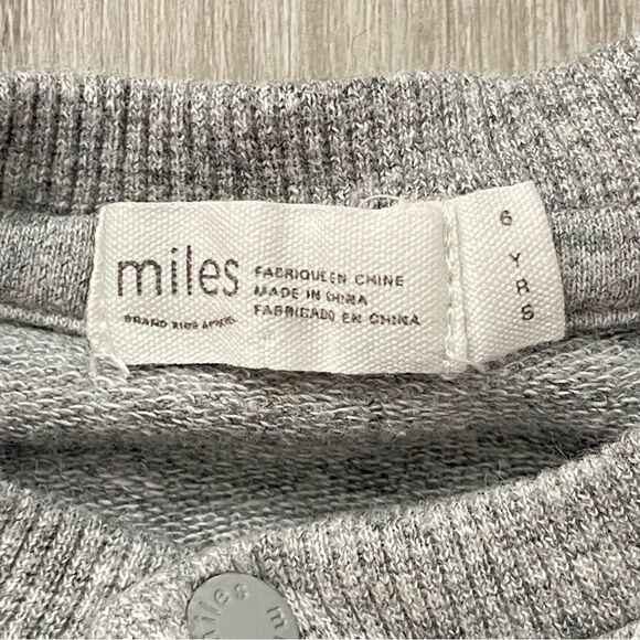 Miles Boy’s Dark Heather Snow Day Front Snap Stretch Cotton Henley Top Size 6 - Picture 7 of 14